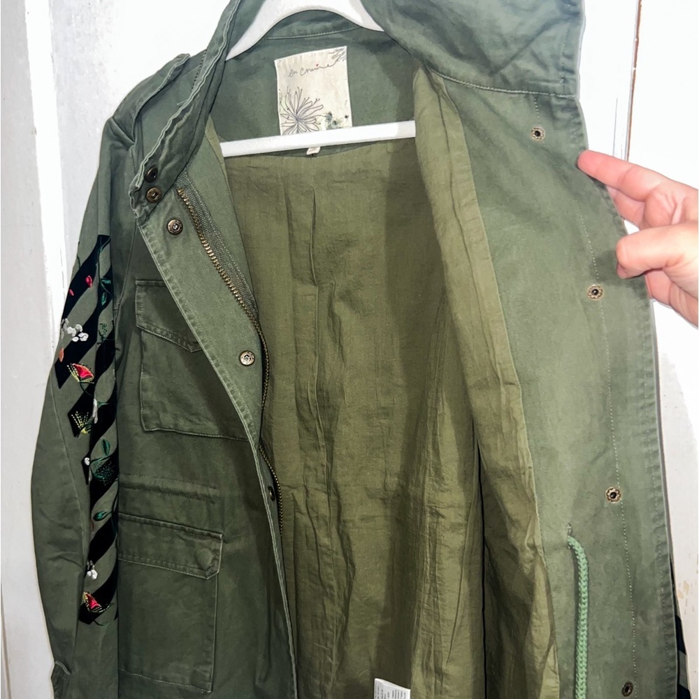 En Creme Womens Embroidery Military Jacket - Olive, Size M - Picture 8 of 12